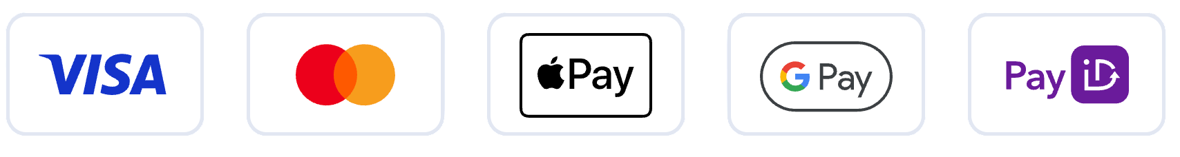 Visa, Mastercard, Apple Pay, Google Pay and PayID